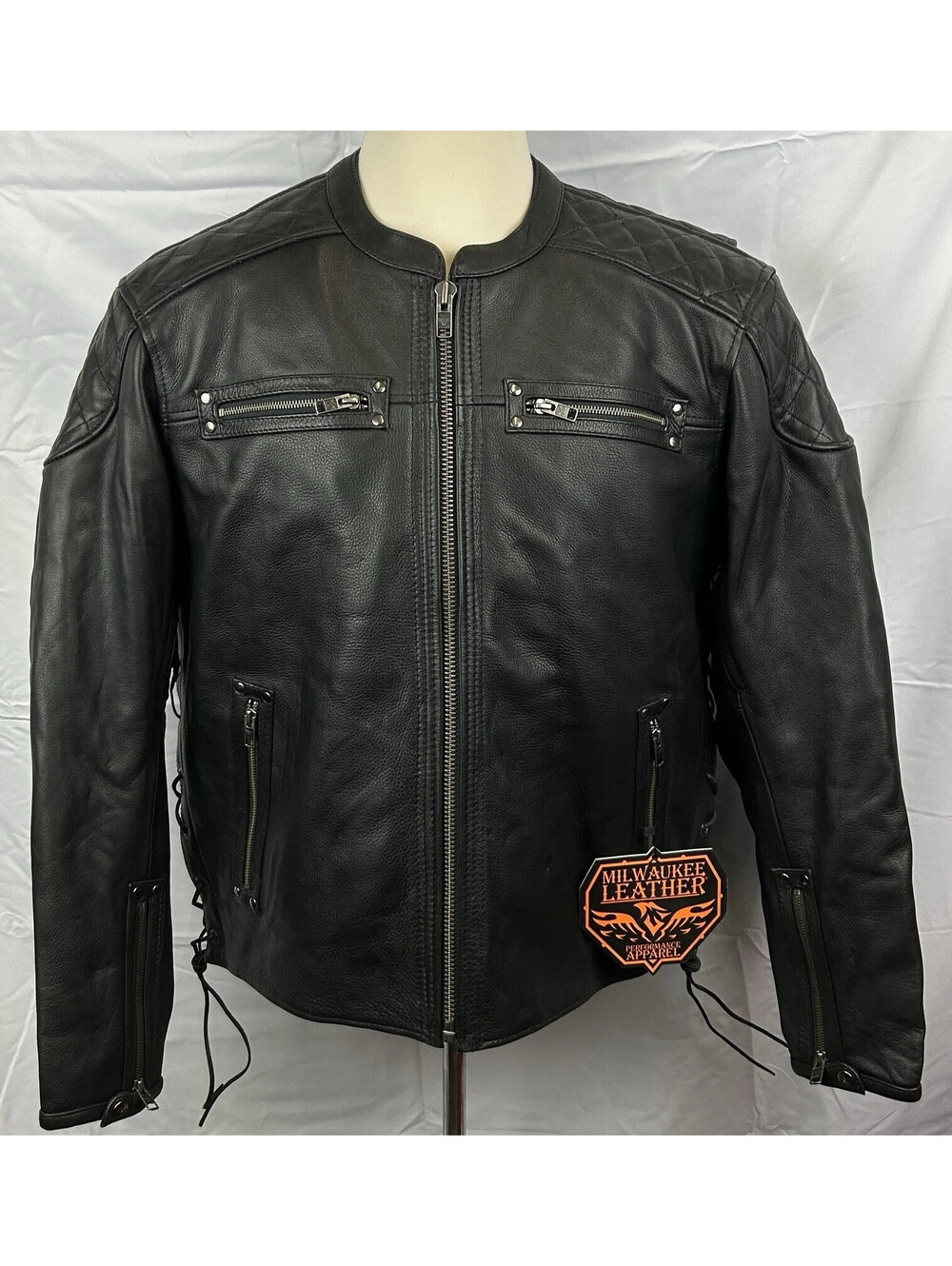 Milwaukee Leather Performance Men's Heavy Leather Jacket Zip-Out Liner Sz XL